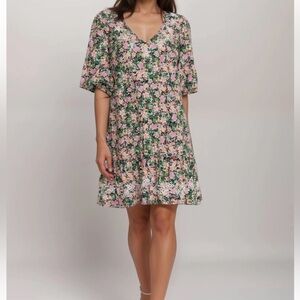 JOHNNY WAS Jade Rebekah Poplin Mini Dress In Multi Floral Embroidered Size‎ M